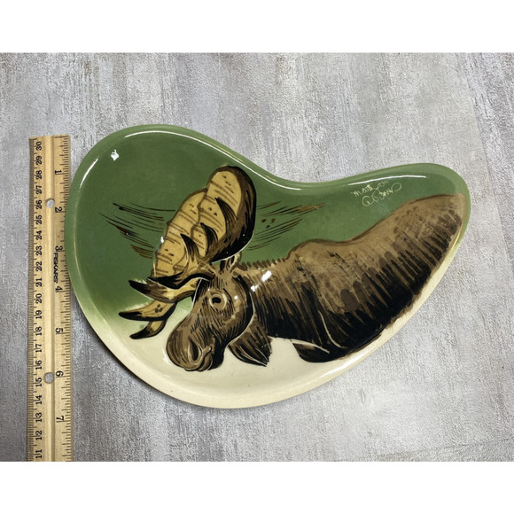Vintage Matthew Adams Moose Alaska Pottery Signed Art Decor 1950s - Picture 7 of 7